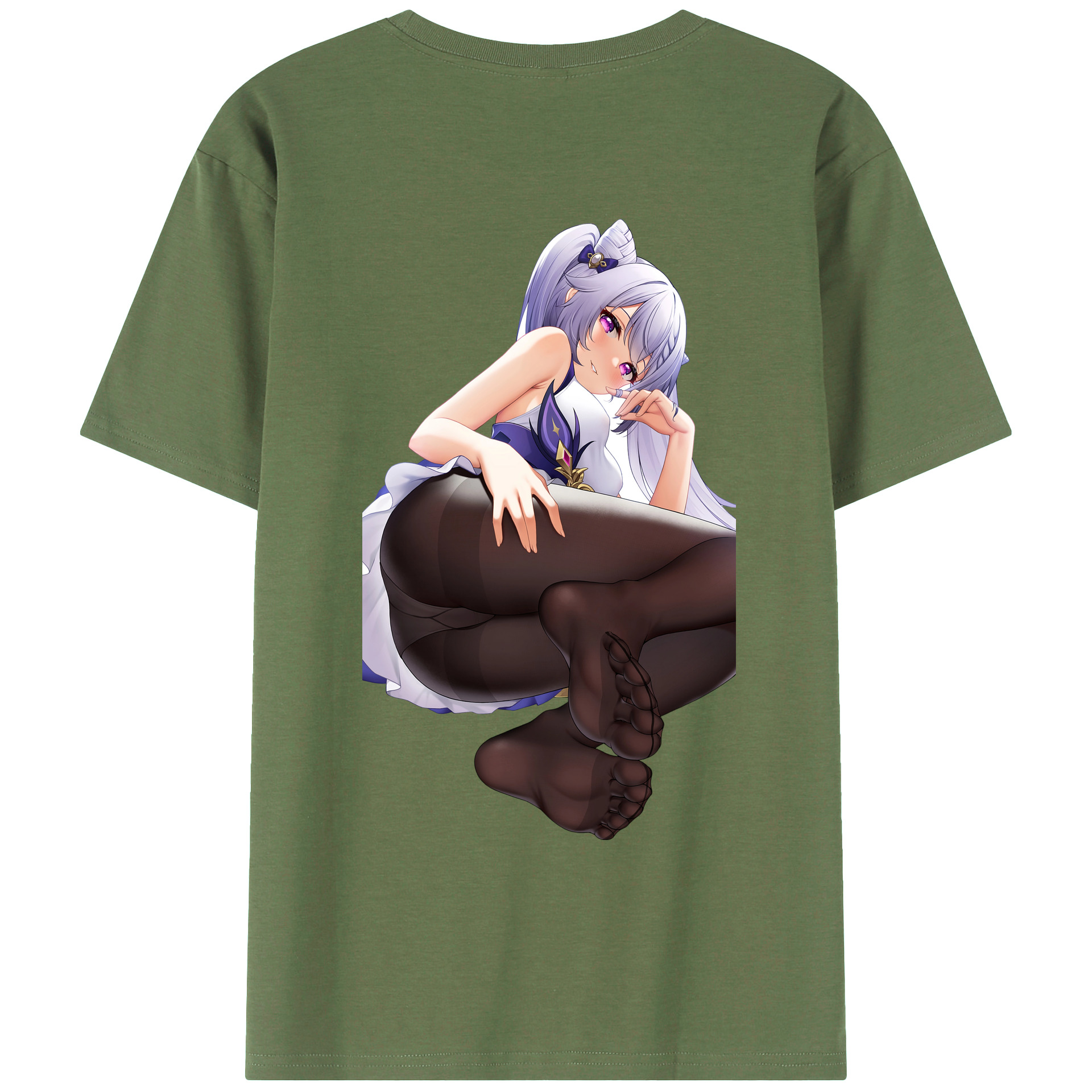 げんし神 刻晴 こくせい genshin Kokusei 綿100％ メンズ半袖Tシャツ（バックプリント） 通気性